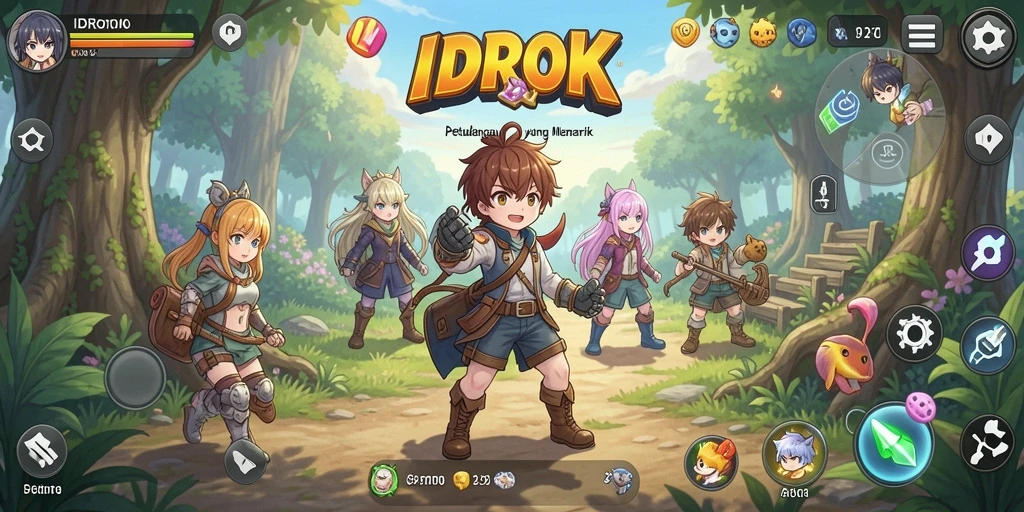 Tampilan gameplay menakjubkan IDROK dengan karakter anime yang dinamis.