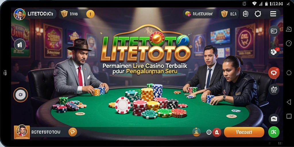 Screenshot LITETOTO menampilkan dealer langsung dan suasana kasino yang seru.