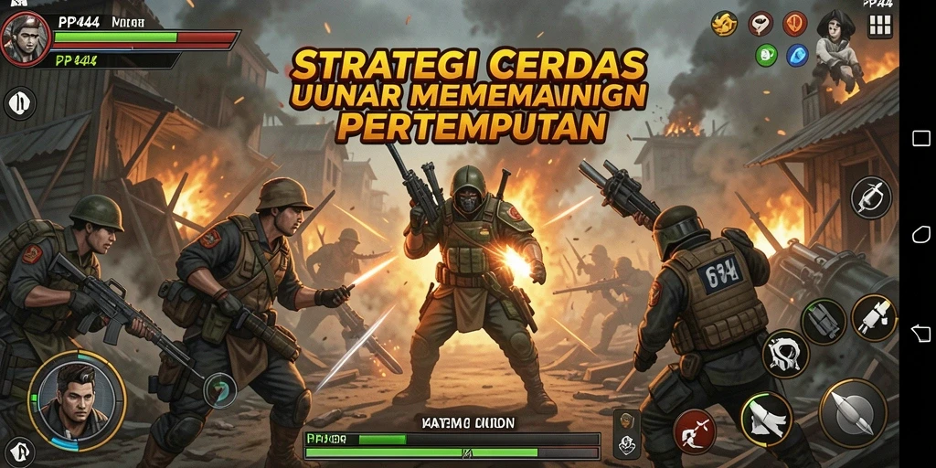 Tampilan gameplay PP444 dengan pertempuran strategis yang seru dan menantang.